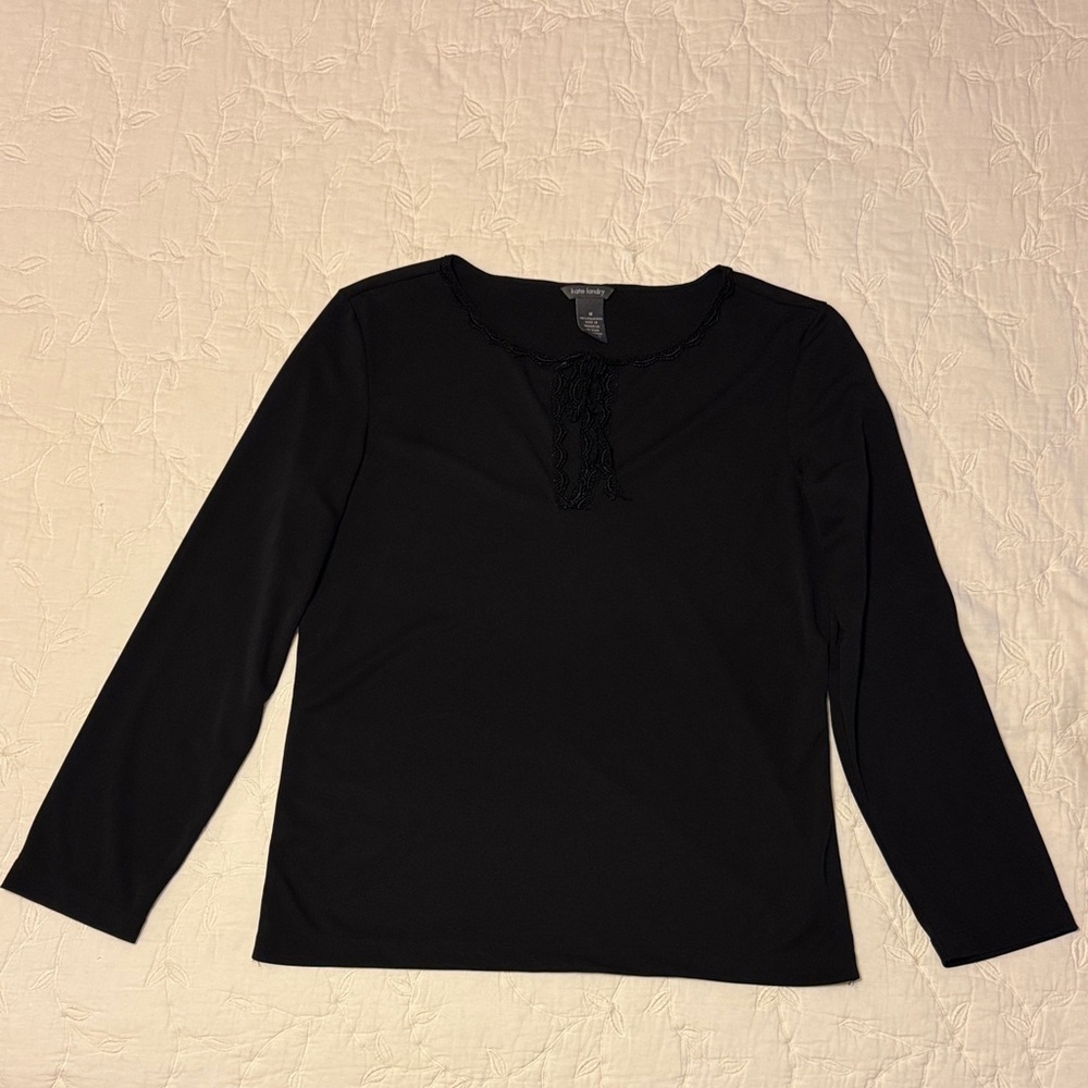 Kate Landry Black Blouse with Subtle Trim